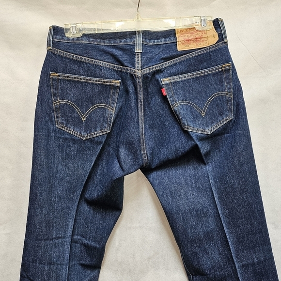 Levi 501 Red Label Straight Leg Button Fly Cotton Heavy Startched Jeans Sz 34x34 - Picture 4 of 8